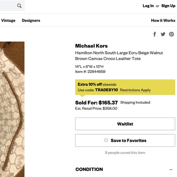 At best price: Authentic Michael Kors Hamilton NS Canvas/ Leather Tote - Picture 16 of 16